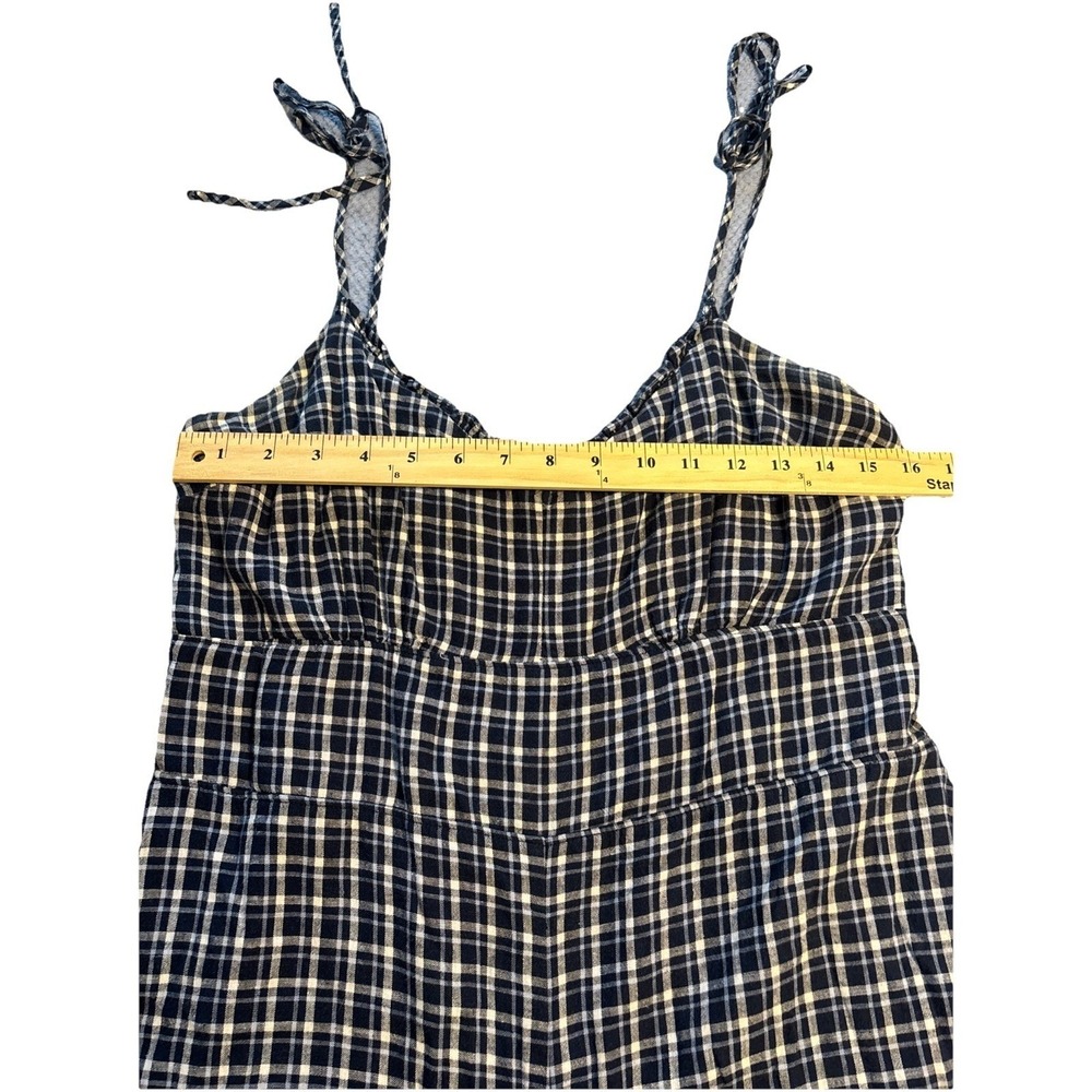 Abercrombie & Fitch Romper Women's Navy Blue Excellent Plaid Tie Strap Large - Picture 2 of 8